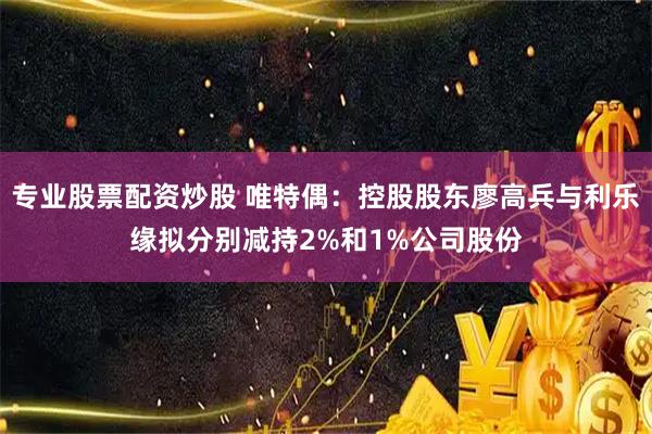 专业股票配资炒股 唯特偶：控股股东廖高兵与利乐缘拟分别减持2%和1%公司股份